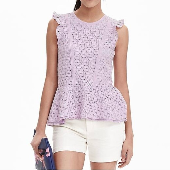 Banana Republic Floral Lace Peplum Top Size S - Picture 1 of 13